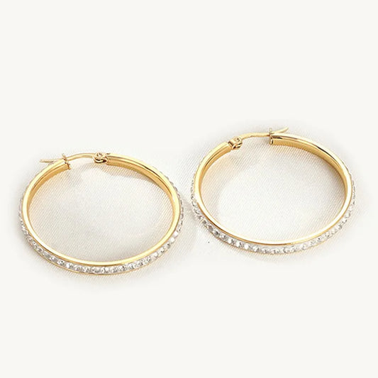 1 Pair Simple Style Round Water Droplets Heart Shape 304 Stainless Steel 18K Gold Plated Earrings