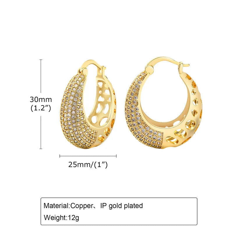 1 Pair Simple Style Shiny Solid Color Inlay Copper Zircon 18K Gold Plated Earrings