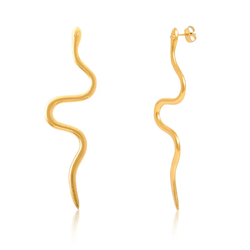 1 Pair Simple Style Snake 304 Stainless Steel Ear Studs