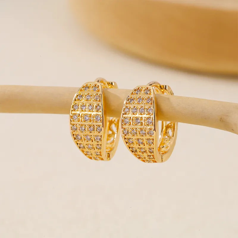 1 Pair Simple Style Solid Color Copper Zircon Earrings