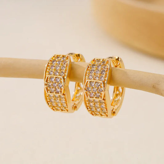 1 Pair Simple Style Solid Color Copper Zircon Earrings