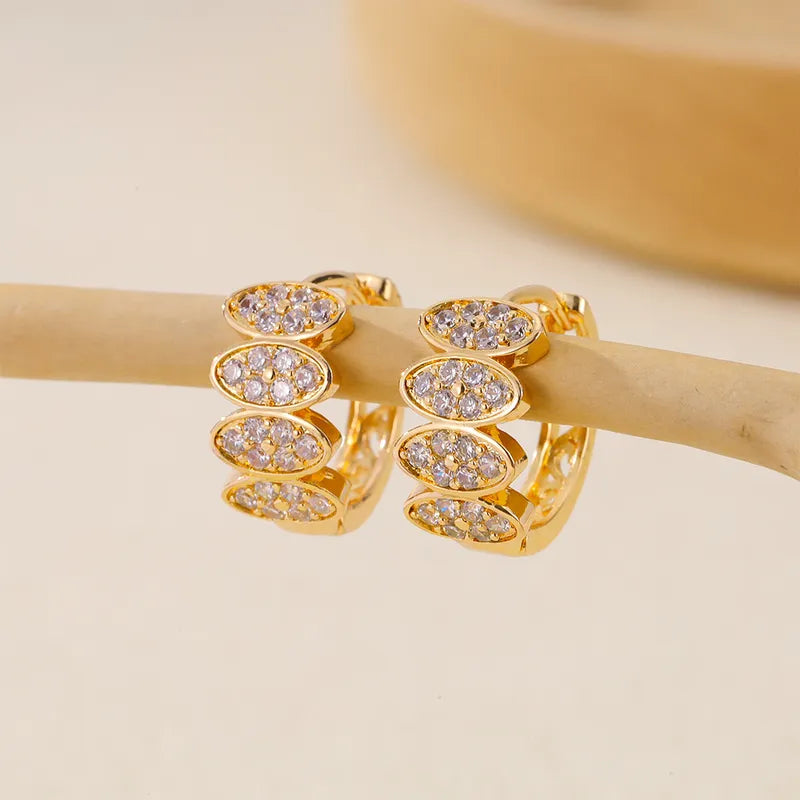 1 Pair Simple Style Solid Color Copper Zircon Earrings