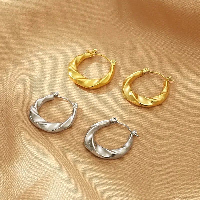 1 Pair Simple Style Solid Color Irregular Stainless Steel Earrings