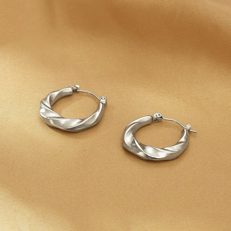 1 Pair Simple Style Solid Color Irregular Stainless Steel Earrings