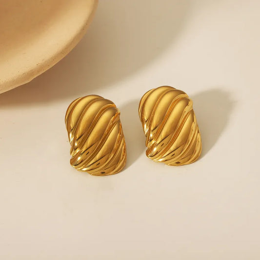 1 Pair Simple Style Solid Color Plating 304 Stainless Steel 18K Gold Plated Drop Earrings