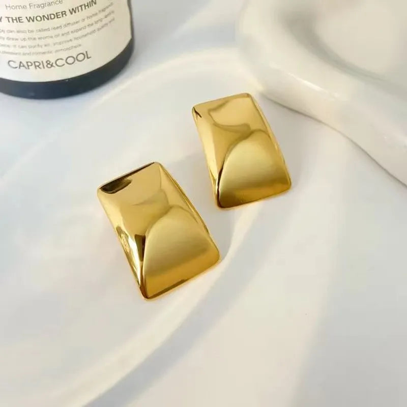 1 Pair Simple Style Solid Color Plating 304 Stainless Steel 18K Gold Plated Ear Studs