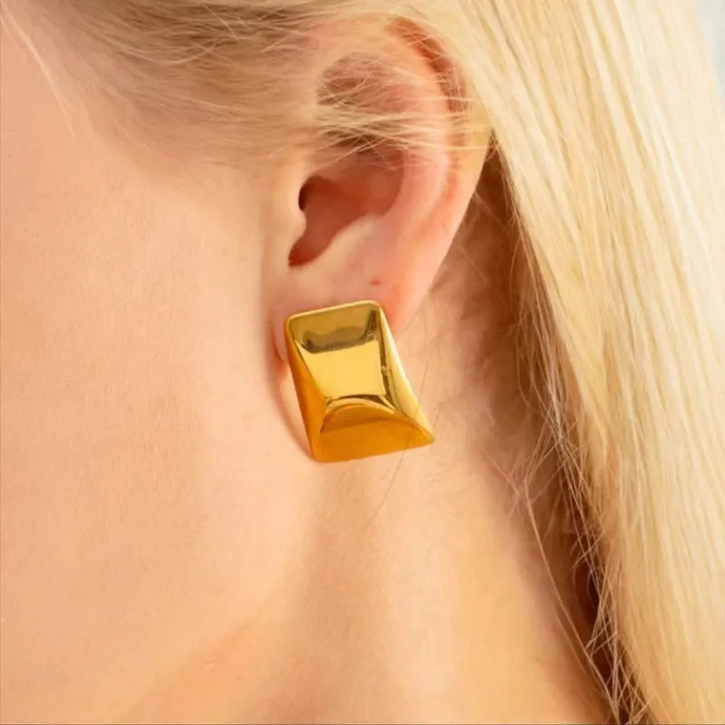 1 Pair Simple Style Solid Color Plating 304 Stainless Steel 18K Gold Plated Ear Studs