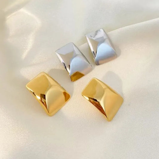 1 Pair Simple Style Solid Color Plating 304 Stainless Steel 18K Gold Plated Ear Studs