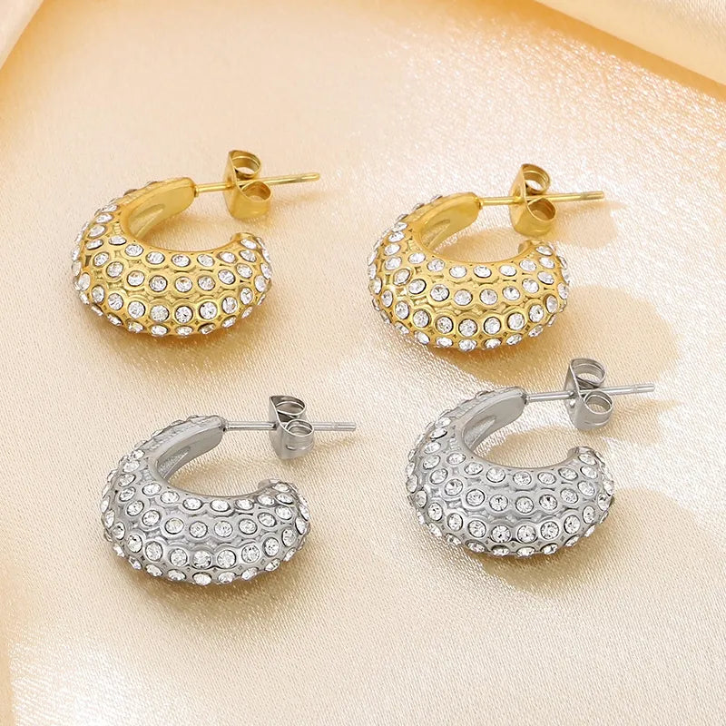 1 Pair Simple Style Solid Color Plating 304 Stainless Steel 18K Gold Plated Earrings