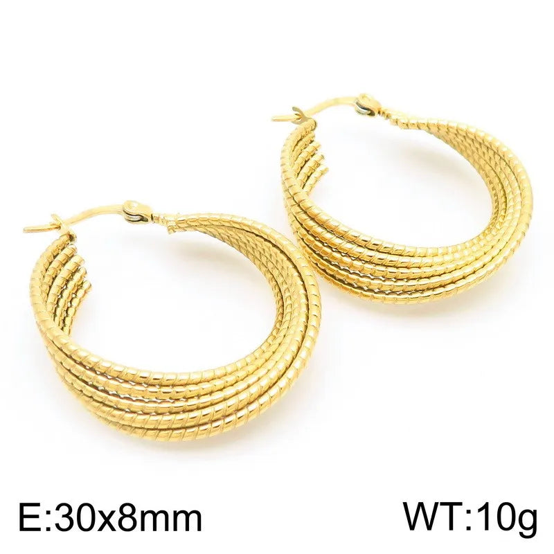 1 Pair Simple Style Solid Color Plating 304 Stainless Steel 18K Gold Plated Earrings