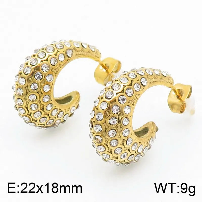 1 Pair Simple Style Solid Color Plating 304 Stainless Steel 18K Gold Plated Earrings