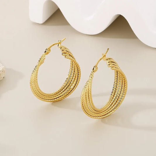 1 Pair Simple Style Solid Color Plating 304 Stainless Steel 18K Gold Plated Earrings