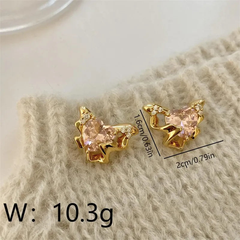 1 Pair Simple Style Solid Color Plating Inlay Copper Zircon 18K Gold Plated Ear Studs