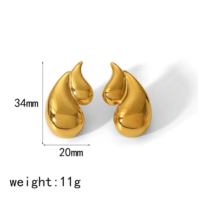 1 Pair Simple Style Solid Color Polishing Plating 304 Stainless Steel 18K Gold Plated Ear Studs