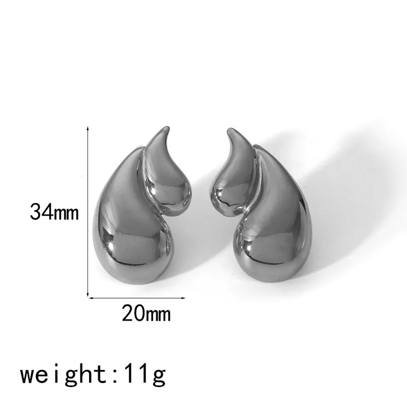 1 Pair Simple Style Solid Color Polishing Plating 304 Stainless Steel 18K Gold Plated Ear Studs