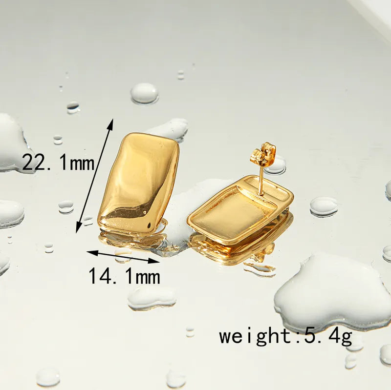 1 Pair Simple Style Square 304 Stainless Steel 18K Gold Plated Ear Studs