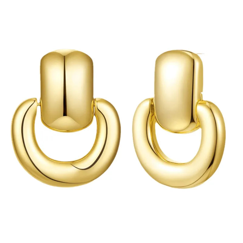 1 Pair Simple Style Streetwear Geometric Brass 14K Gold Plated Drop Earrings