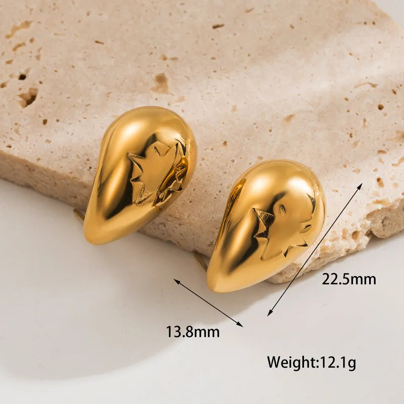 1 Pair Simple Style Water Droplets 304 Stainless Steel 18K Gold Plated Ear Studs