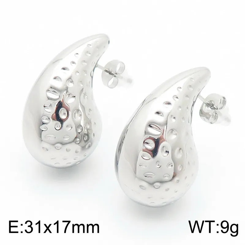 1 Pair Simple Style Water Droplets Stainless Steel Ear Studs