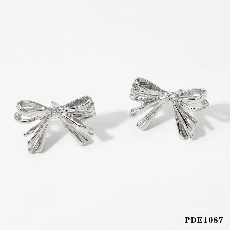 1 Pair Sweet Artistic Bow Knot 304 Stainless Steel 16K Gold Plated White Gold Plated Gold Plated Ear Studs