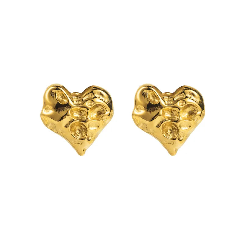 1 Pair Sweet Commute Heart Shape Solid Color Plating 304 Stainless Steel 14K Gold Plated Ear Studs