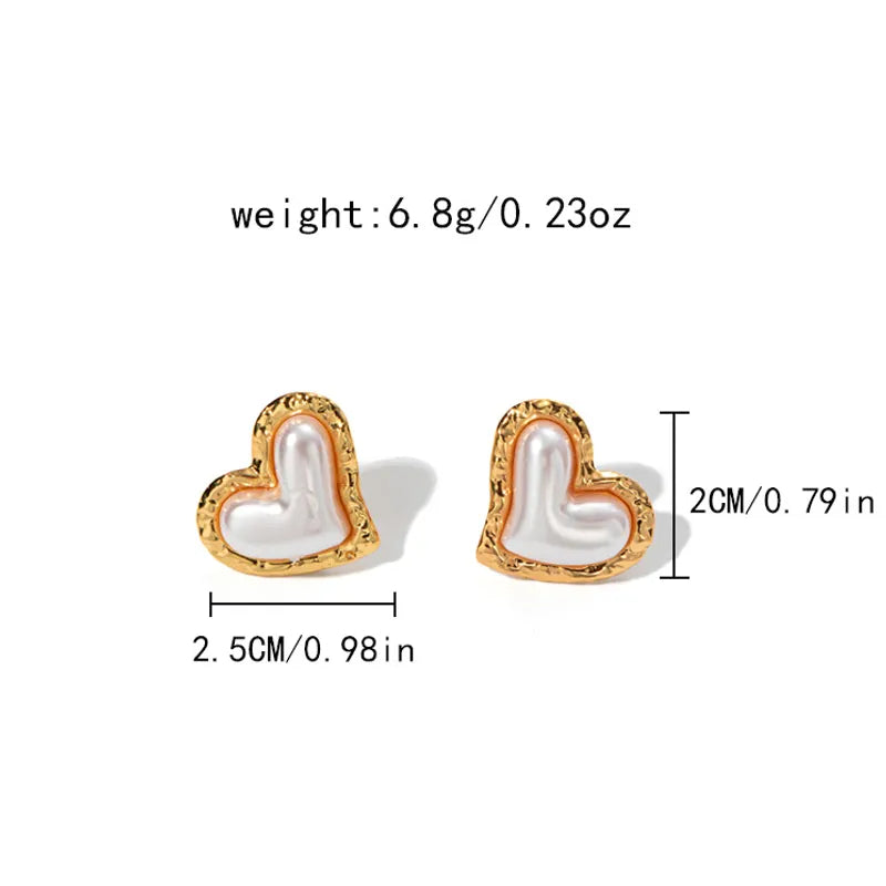 1 Pair Sweet Heart Shape Plating Inlay 304 Stainless Steel 14K Gold Plated Ear Studs