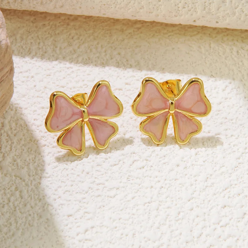 1 Pair Sweet Simple Style Bow Knot 304 Stainless Steel Imitation Gold Ear Studs (Copy)