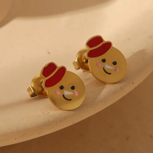 1 Pair Sweet Simple Style Christmas Tree Santa Claus Enamel 304 Stainless Steel 14K Gold Plated Ear Studs