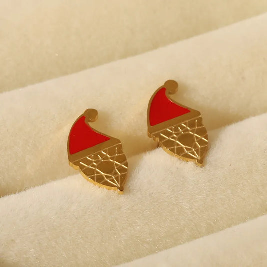 1 Pair Sweet Simple Style Christmas Tree Santa Claus Enamel 304 Stainless Steel 14K Gold Plated Ear Studs