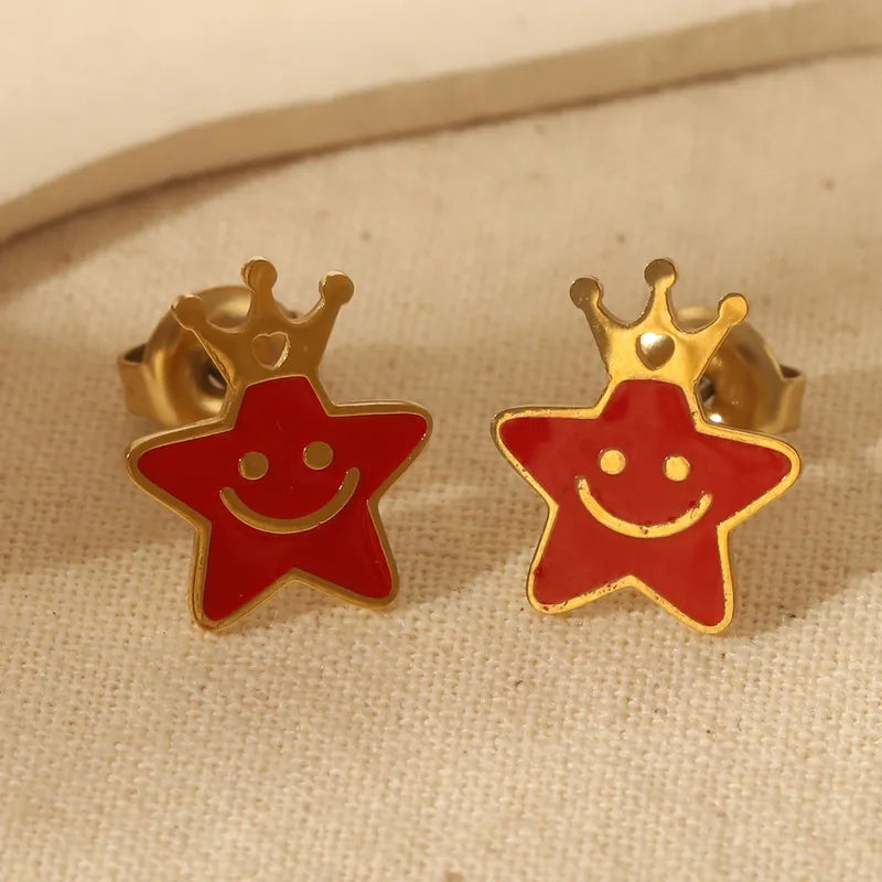 1 Pair Sweet Simple Style Christmas Tree Santa Claus Enamel 304 Stainless Steel 14K Gold Plated Ear Studs