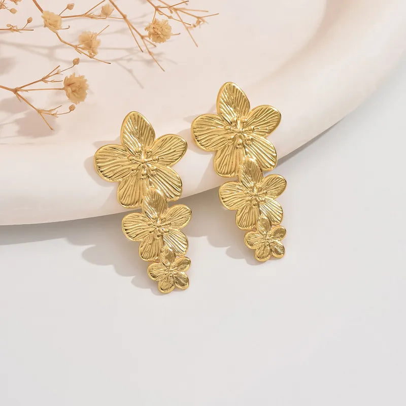 1 Pair Sweet Simple Style Classic Style Flower 304 Stainless Steel Imitation Gold Ear Studs