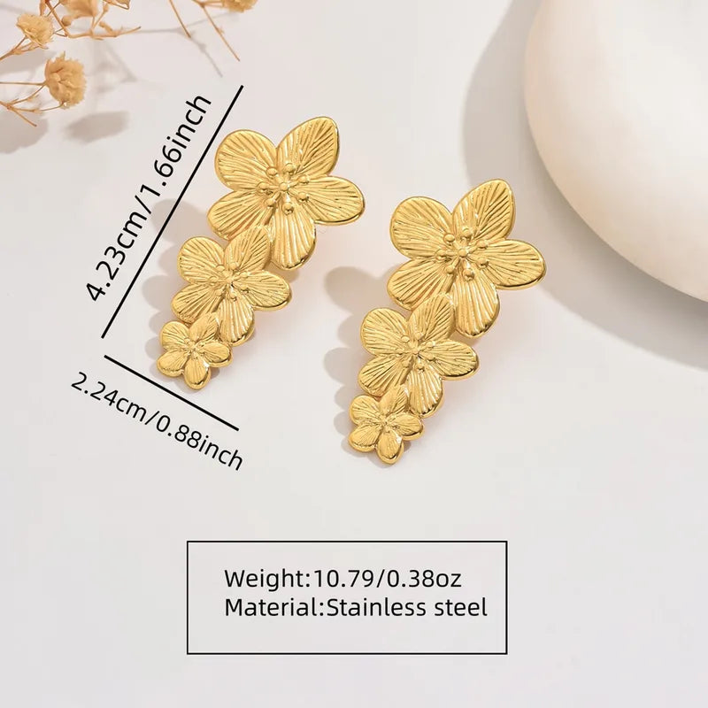 1 Pair Sweet Simple Style Classic Style Flower 304 Stainless Steel Imitation Gold Ear Studs