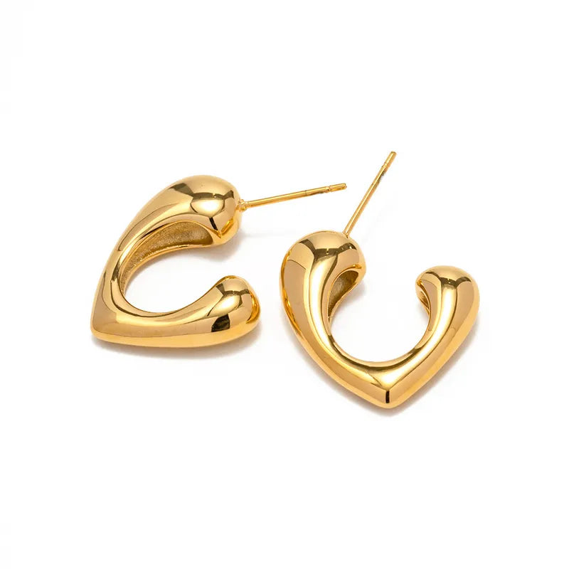 1 Pair Sweet Simple Style Classic Style Heart Shape Plating 304 Stainless Steel 18K Gold Plated Ear Studs