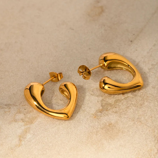 1 Pair Sweet Simple Style Classic Style Heart Shape Plating 304 Stainless Steel 18K Gold Plated Ear Studs