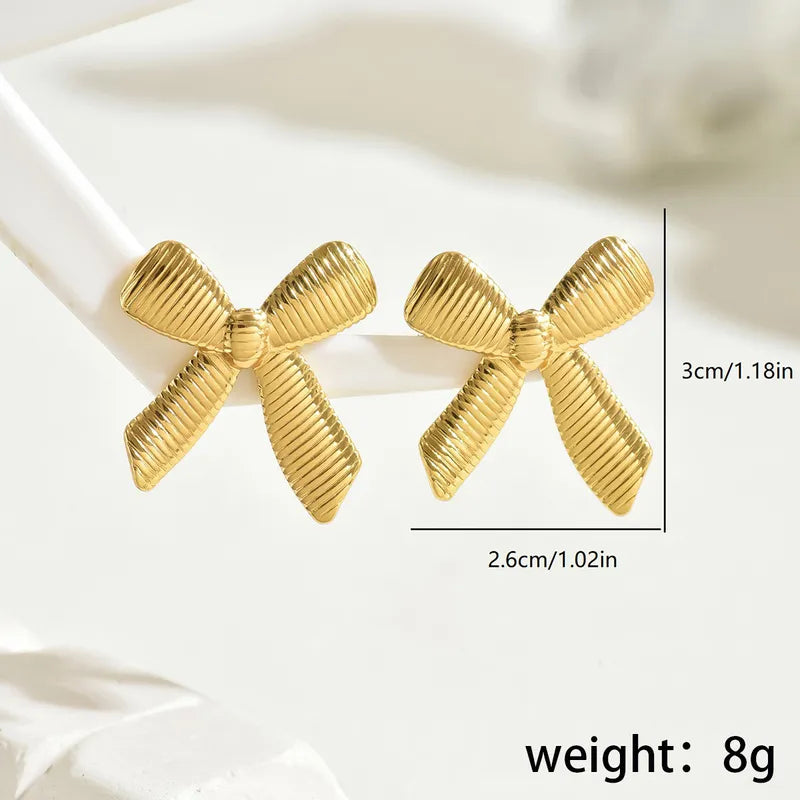 1 Pair Sweet Simple Style Commute Bow Knot 201 Stainless Steel Ear Studs