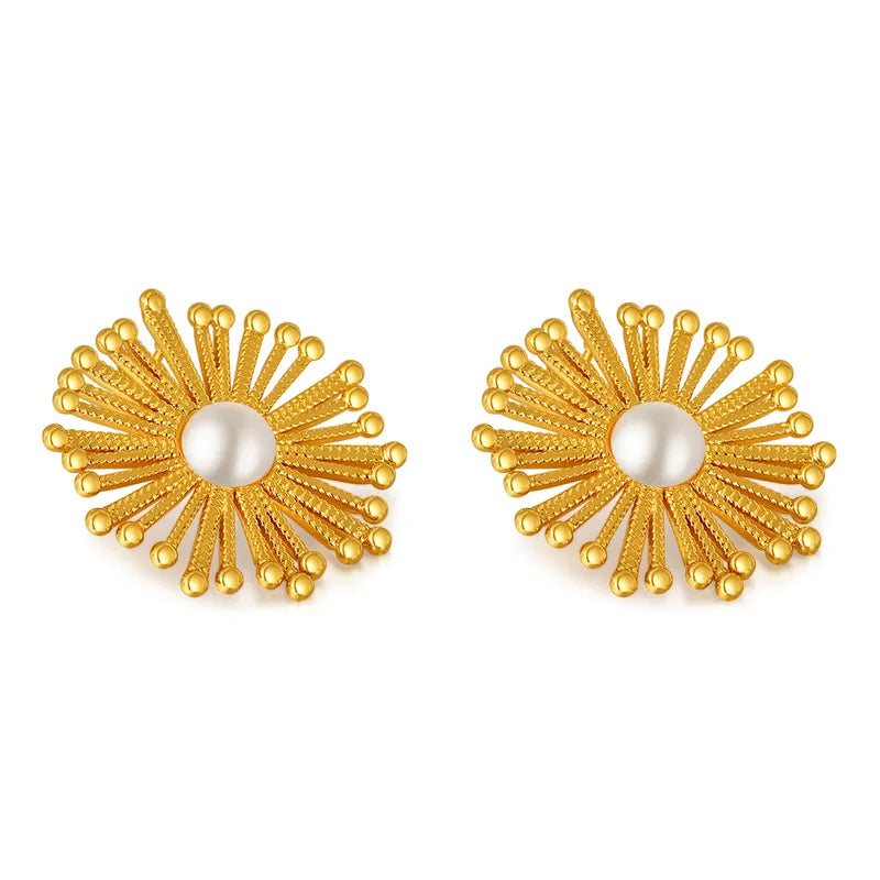 1 Pair Sweet Simple Style Dandelion Inlay 304 Stainless Steel Artificial Pearls Ear Studs