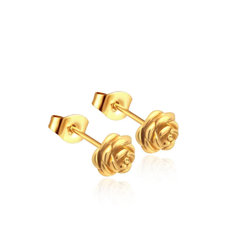 1 Pair Sweet Simple Style Flower 304 Stainless Steel 18K Gold Plated Ear Studs