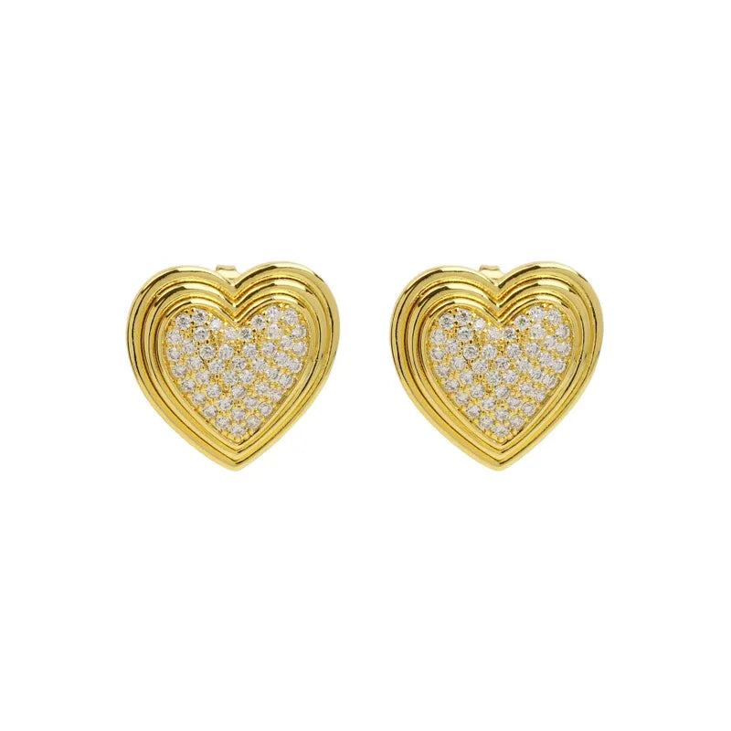 1 Pair Sweet Simple Style Heart Shape Inlay Copper Zircon 18K Gold Plated Ear Studs