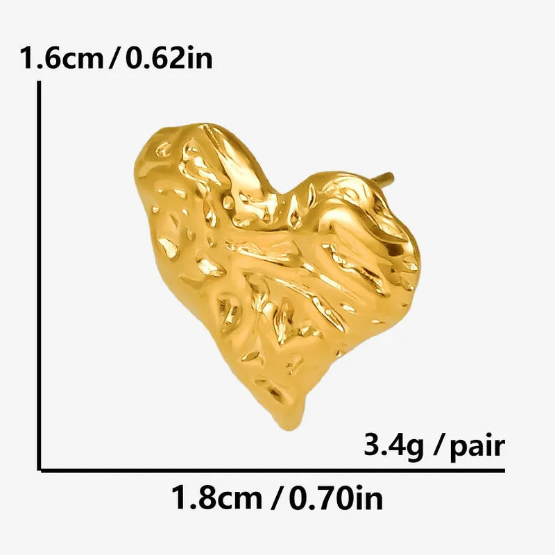 1 Pair Sweet Simple Style Heart Shape Plating 304 Stainless Steel Ear Studs