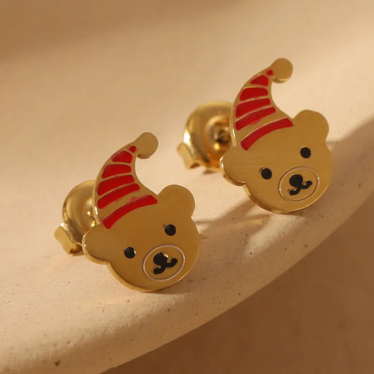 1 Pair Sweet Simple Style Santa Claus Enamel 304 Stainless Steel 14K Gold Plated Ear Studs