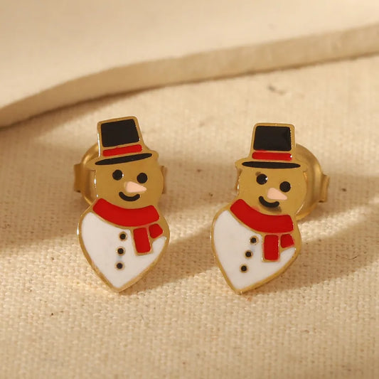 1 Pair Sweet Simple Style Santa Claus Enamel 304 Stainless Steel 14K Gold Plated Ear Studs