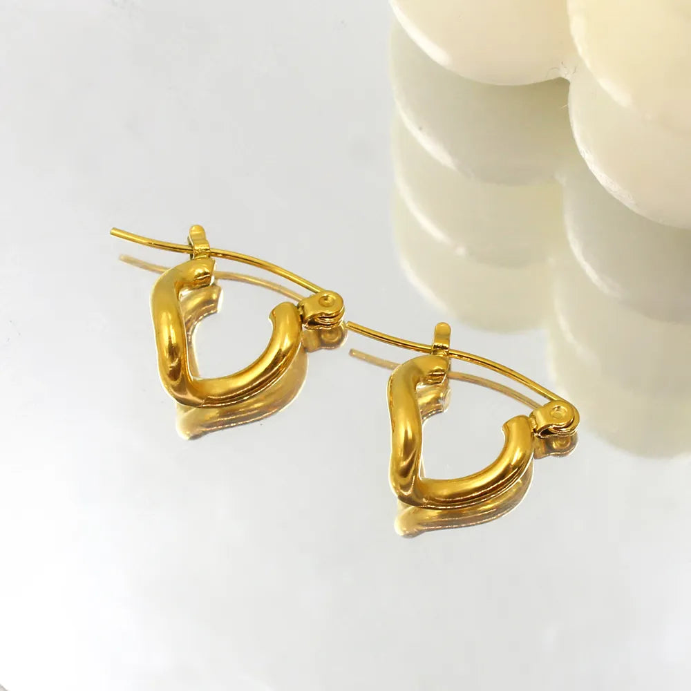 Style Solid Color Plating Inlay 304 Stainless Steel Rhinestones 18K Gold Plated Ear Studs