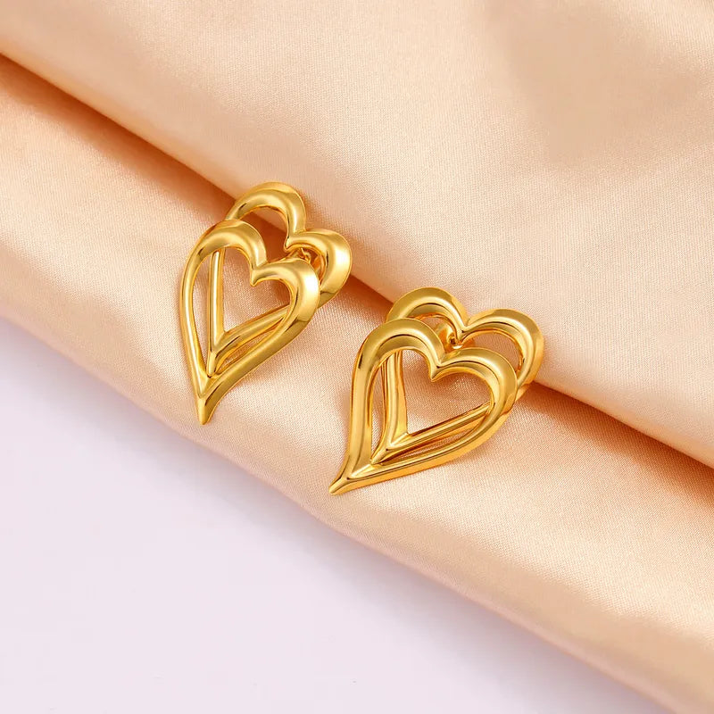 1 Pair Vacation Commute Heart Shape Plating 304 Stainless Steel 316 Stainless Steel 18K Gold Plated Ear Studs