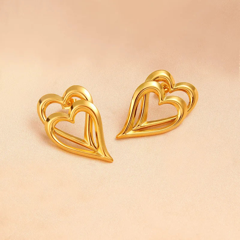 1 Pair Vacation Commute Heart Shape Plating 304 Stainless Steel 316 Stainless Steel 18K Gold Plated Ear Studs