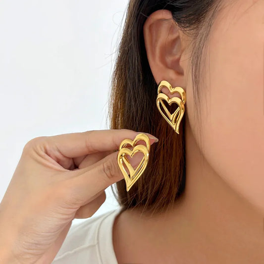 1 Pair Vacation Commute Heart Shape Plating 304 Stainless Steel 316 Stainless Steel 18K Gold Plated Ear Studs