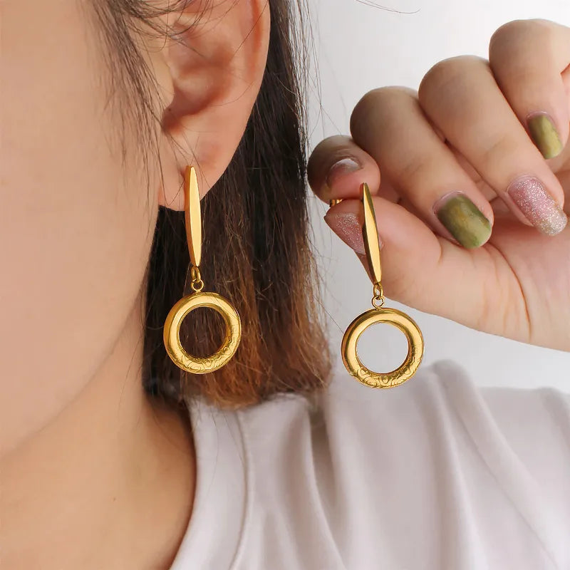 1 Pair Vacation French Style Commute Circle 304 Stainless Steel 316 Stainless Steel 18K Gold Plated Drop Earrings