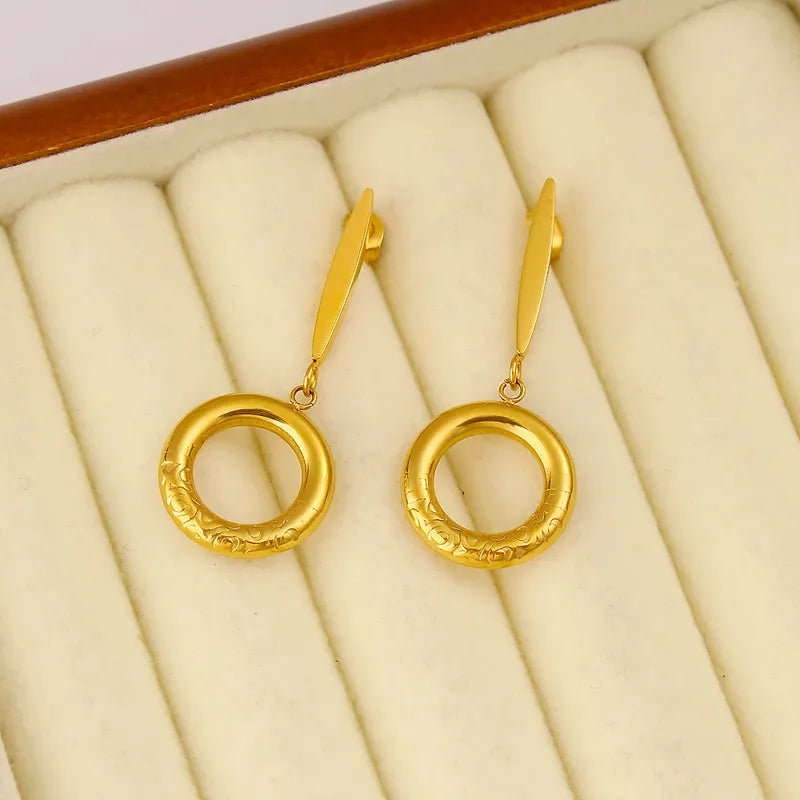 1 Pair Vacation French Style Commute Circle 304 Stainless Steel 316 Stainless Steel 18K Gold Plated Drop Earrings