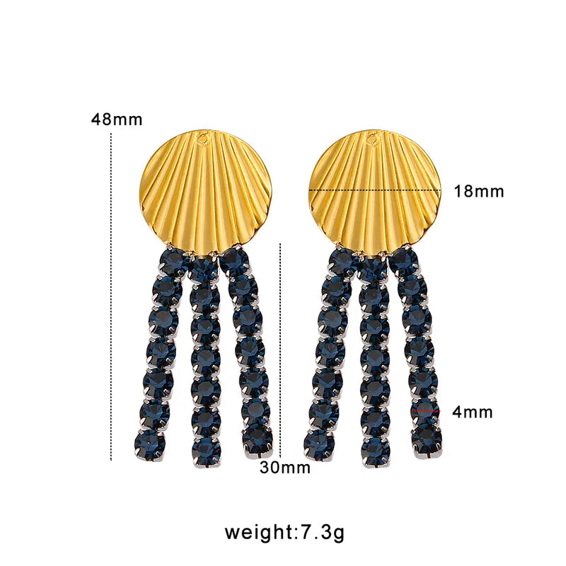 1 Pair Vacation French Style Simple Style Round 304 Stainless Steel 316 Stainless Steel Rhinestones 18K Gold Plated Drop Earrings