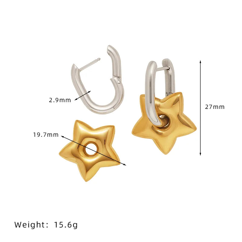 1 Pair Vacation Modern Style British Style Star Mixed Metal 304 Stainless Steel Drop Earrings