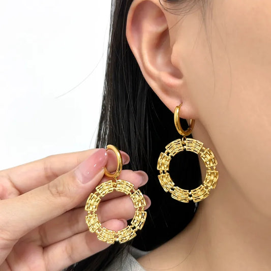 1 Pair Vacation Modern Style Classic Style Round Leaves 304 Stainless Steel 316 Stainless Steel 18K Gold Plated Drop Earrings